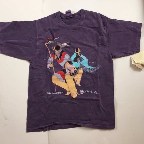 Warrior T Shirt Authentic Native American Design 100% Cotton Them Two Contestin